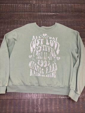 Hollister Sage Green Crewneck Sweatshirt with White Graphic